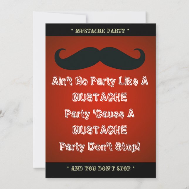 Invitation personnalisée Mustache Theme Party (Devant)