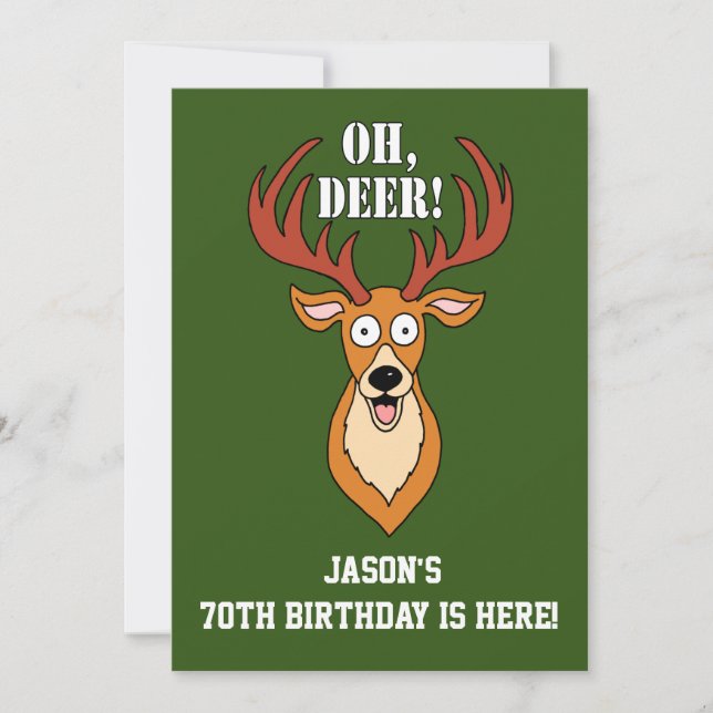 Invitation personnalisée Oh Deer 70e anniversaire (Devant)