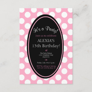 Invitation personnalisée Pink Polka Dot Party