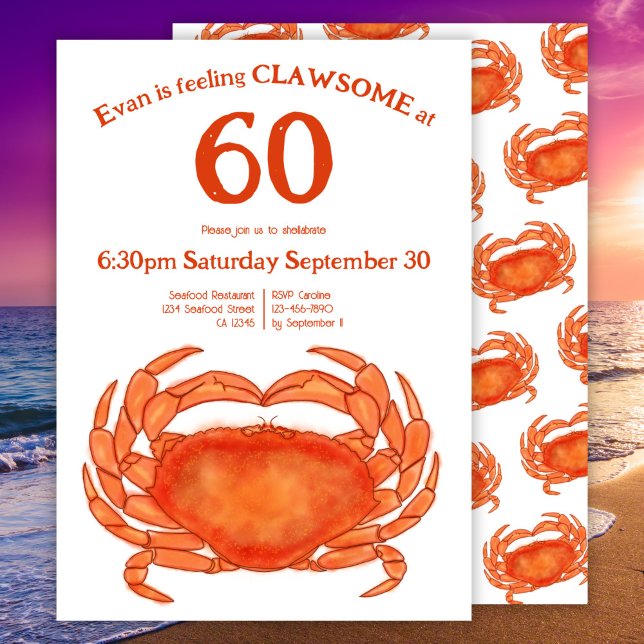 Invitation personnalisée pour 60 ans avec crabe aq (Créateur téléchargé)