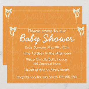Invitation personnalisée pour Baby shower orange