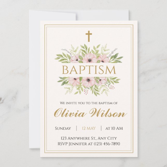 Invitation personnalisée pour baptême d'adulte (Devant)