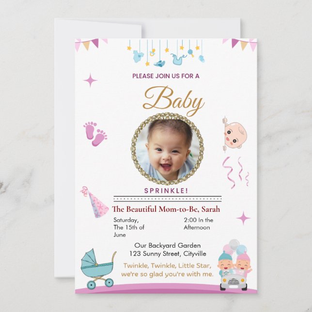 Invitation personnalisée pour bébé saupoudré (Devant)
