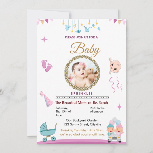 Invitation personnalisée pour bébé saupoudré (Devant)