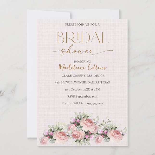 Invitation personnalisée pour bouquet de roses de  (Devant)