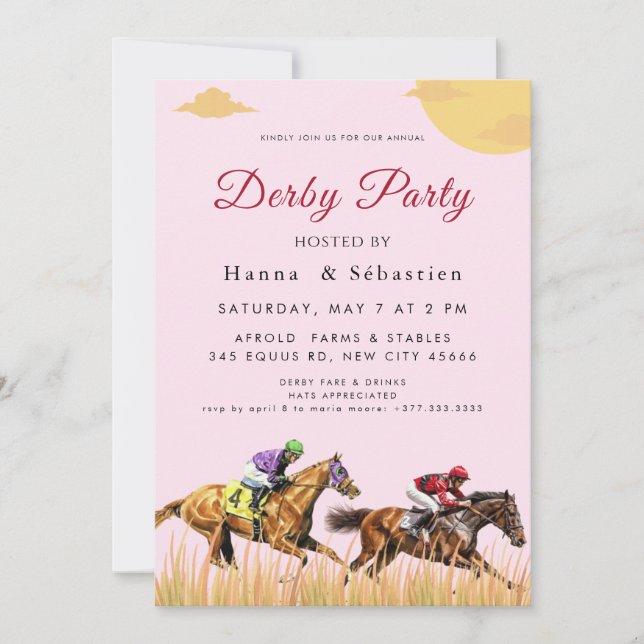Invitation personnalisée pour course de chevaux éq (Devant)