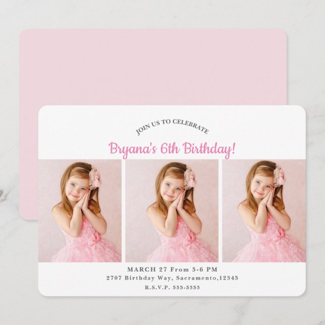 Invitation personnalisée pour fête d'anniversaire  (Devant / Derrière)