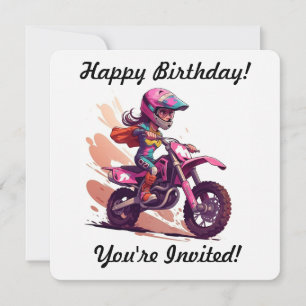 Invitation personnalisée pour fille de motocross