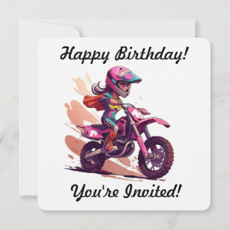 Invitation personnalisée pour fille de motocross