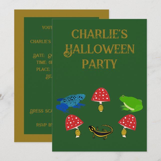 Invitation personnalisée pour Halloween en forêt e (Devant / Derrière)