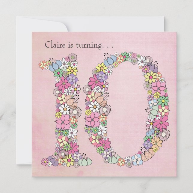 Invitation personnalisée pour la 10e Fille Anniver (Devant)