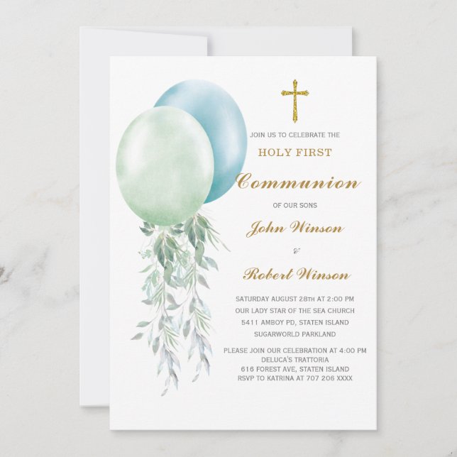 Invitation personnalisée pour la première communio (Devant)
