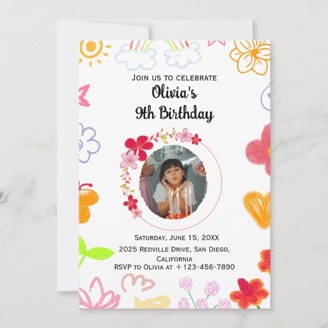 Invitation personnalisée pour l'anniversaire des e (Devant)