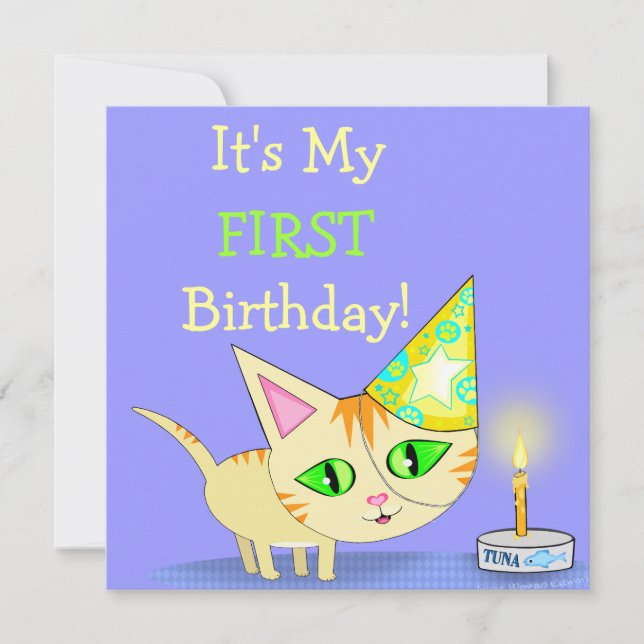Invitation personnalisée pour le chat de gâteau d' (Devant)