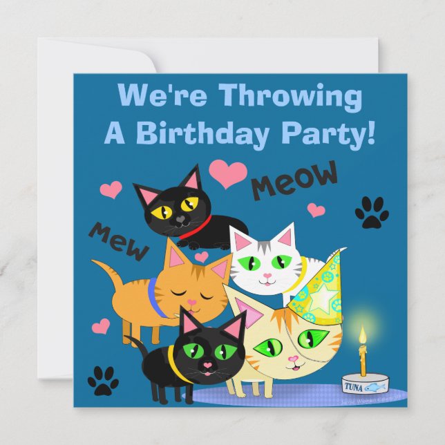 Invitation personnalisée pour le chat de gâteau d' (Devant)