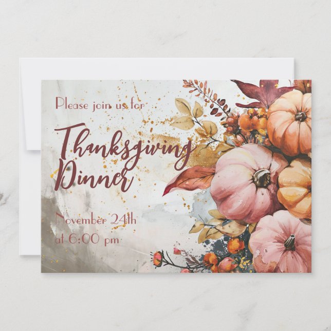 Invitation personnalisée pour le dîner de Thanksgi (Devant)
