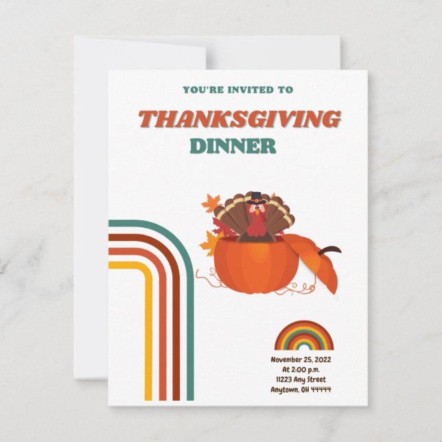 Invitation personnalisée pour le dîner de Thanksgi (Devant)