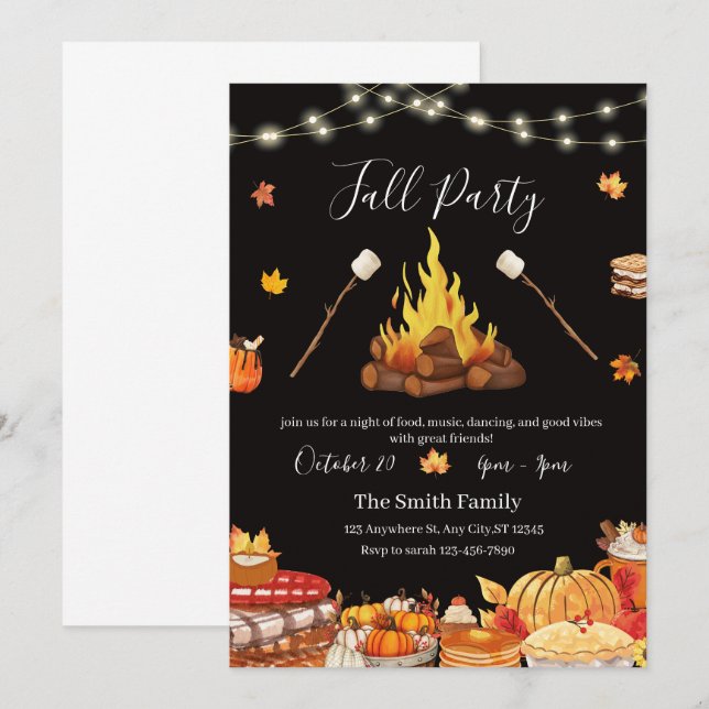 Invitation personnalisée pour le dîner de Thanksgi (Devant / Derrière)