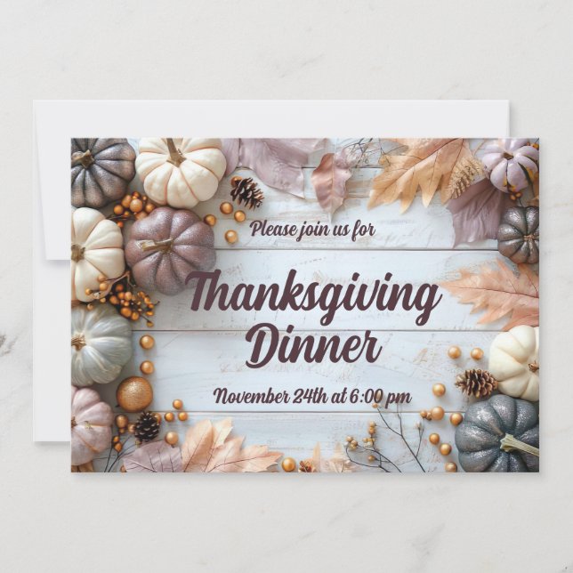 Invitation personnalisée pour le dîner de Thanksgi (Devant)