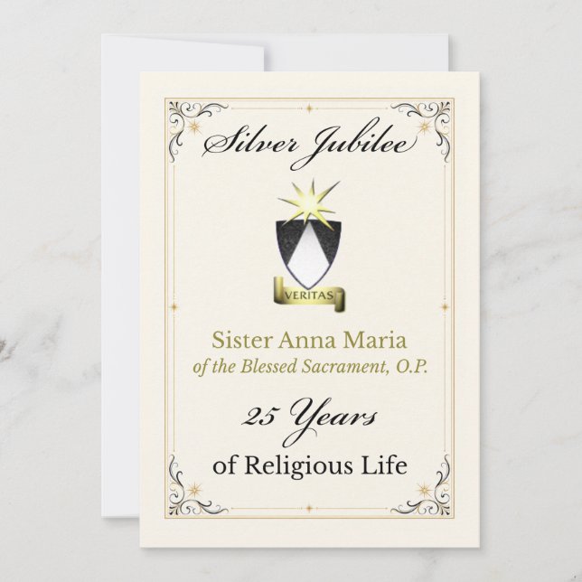 Invitation personnalisée pour le Jubilé d'Argent d (Devant)