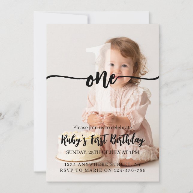Invitation personnalisée pour le premier anniversa (Devant)