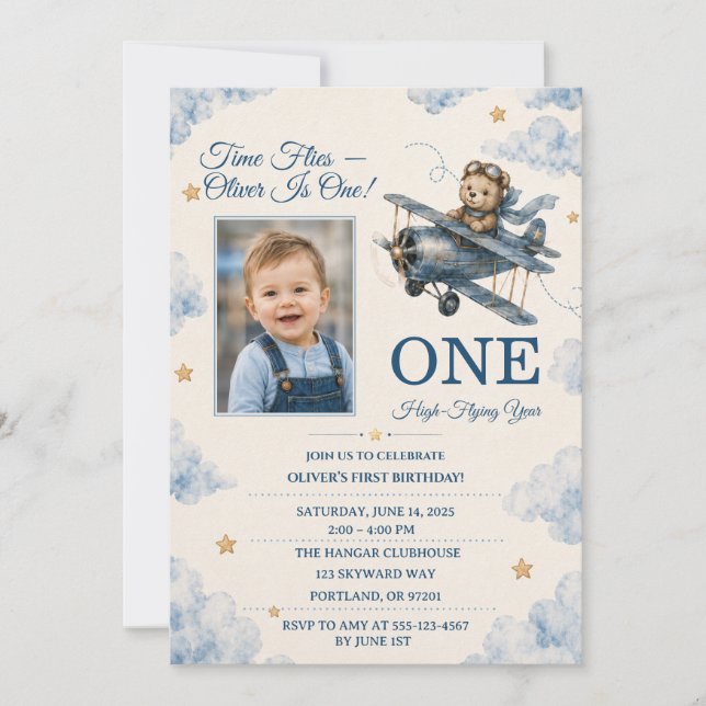 Invitation personnalisée pour le premier anniversa (Devant)