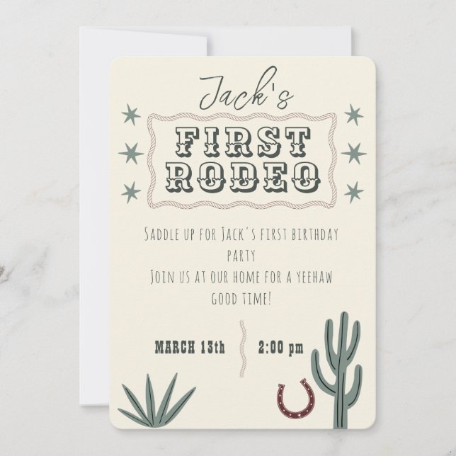 Invitation personnalisée pour le premier rodéo d'a (Devant)