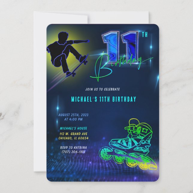 Invitation personnalisée pour les 11 ans d'un garç (Devant)
