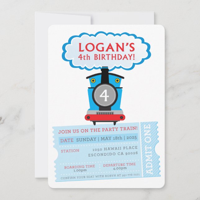 Invitation personnalisée pour les 4 ans de Logan t (Devant)