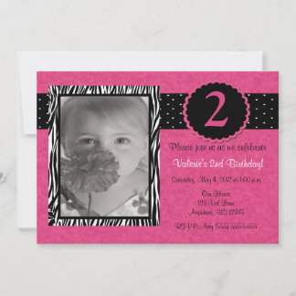 Invitation personnalisée pour les filles roses Zeb