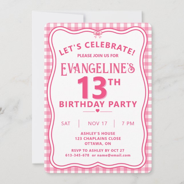 Invitation personnalisée pour un 13e anniversaire  (Devant)