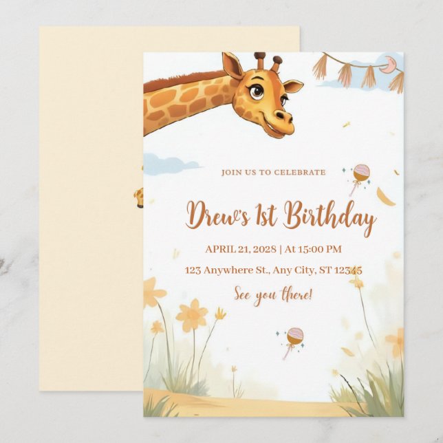 Invitation personnalisée pour un anniversaire Safa (Devant / Derrière)