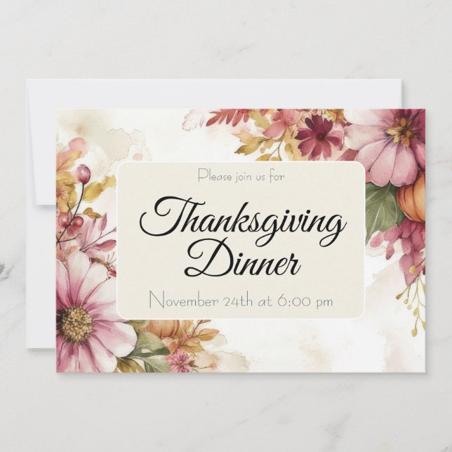 Invitation personnalisée pour un dîner de Thanksgi (Devant)