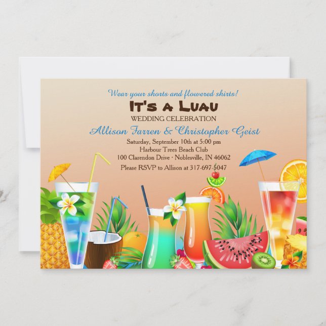 Invitation personnalisée pour un Luau Hawaïen (Devant)