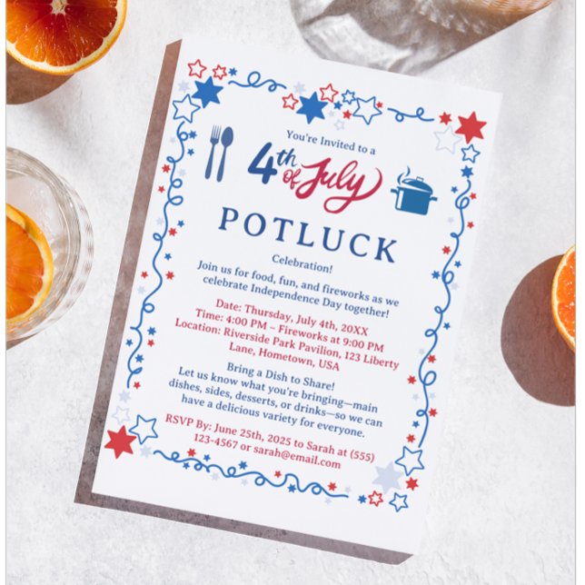 Invitation personnalisée pour un potluck du 4 juil (Créateur téléchargé)