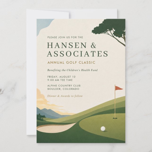 Invitation personnalisée pour un tournoi de golf (Devant)