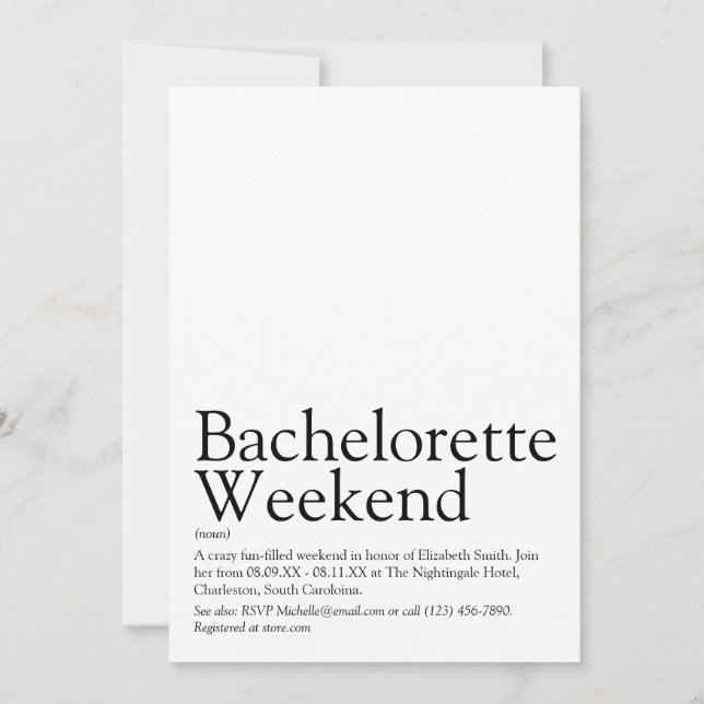 Invitation personnalisée pour un week-end d'enterr (Devant)