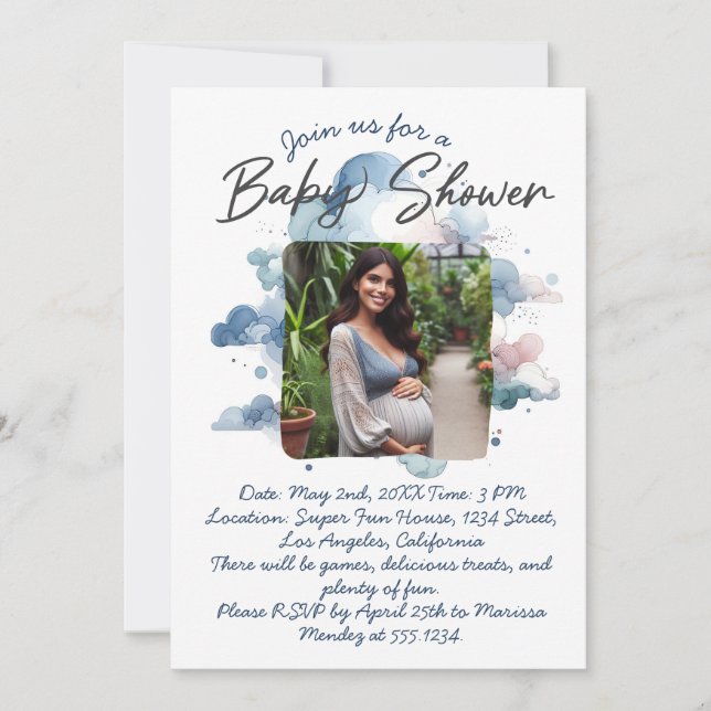 Invitation personnalisée pour une baby shower avec (Devant)