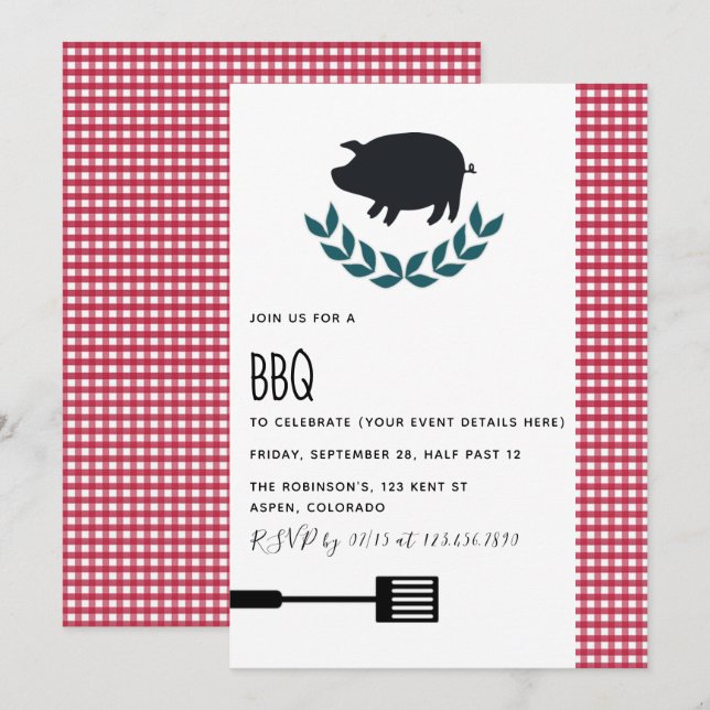 Invitation personnalisée pour une fête BBQ (Devant / Derrière)