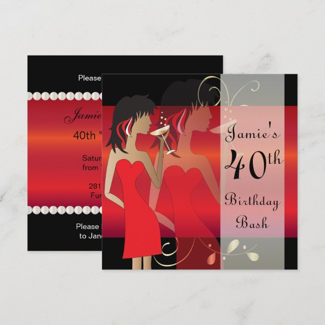 Invitation personnalisée pour une fête d'anniversa (Devant / Derrière)