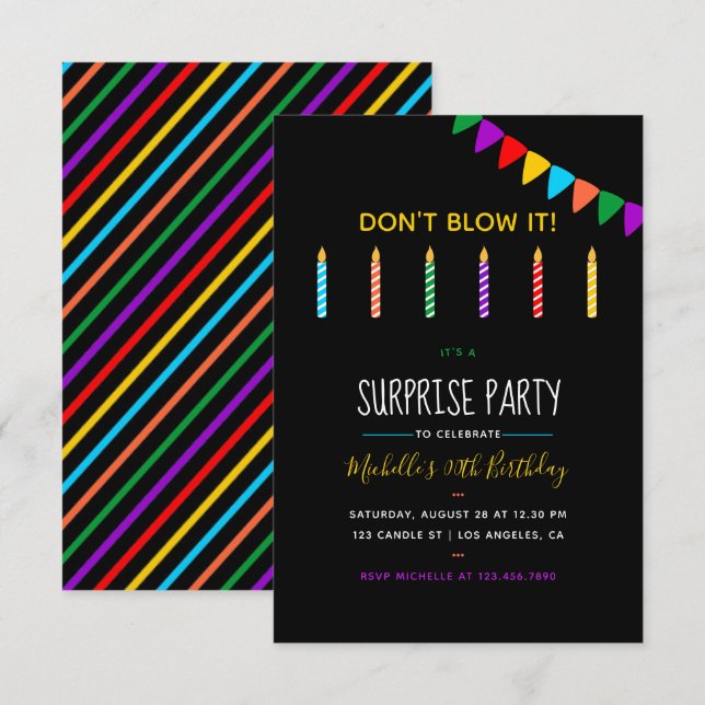 Invitation personnalisée pour une fête d'anniversa (Devant / Derrière)