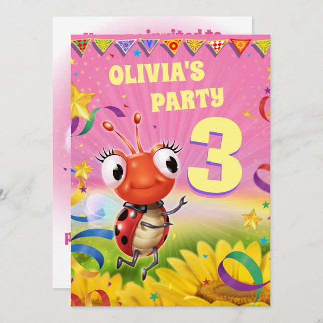 Invitation personnalisée pour une fête d'anniversa (Devant / Derrière)