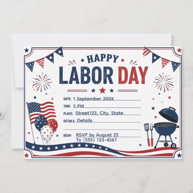 Invitation personnalisée pour une fête de Labour D (Devant)