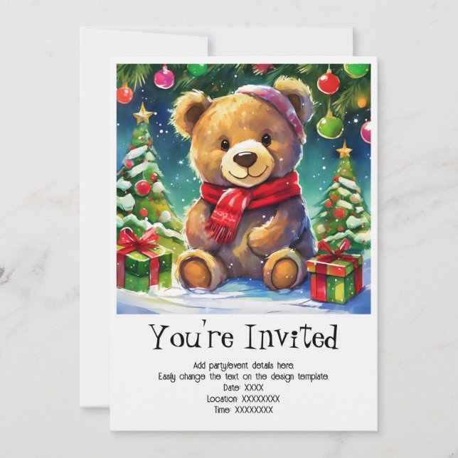 Invitation personnalisée pour une fête de Noël (Devant)