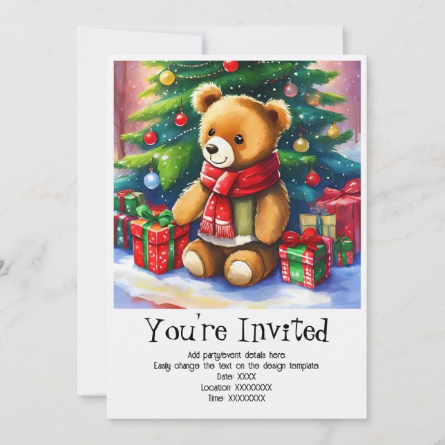 Invitation personnalisée pour une fête de Noël (Devant)