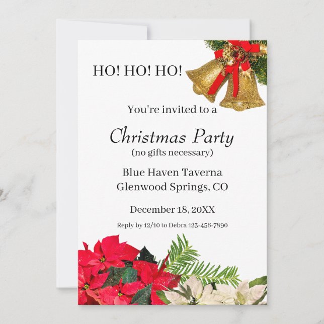 Invitation personnalisée pour une fête de Noël HO! (Devant)