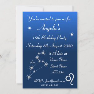 Invitation personnalisée pour une fête du zodiaque