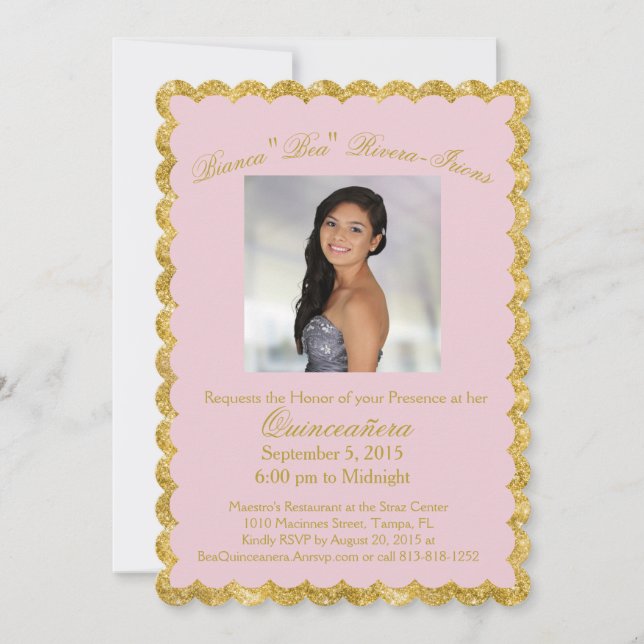 Invitation personnalisée Quinceanera (Devant)