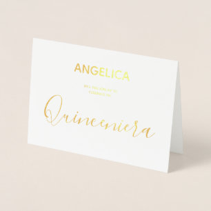 Invitation personnalisée Quinceañera Gold
