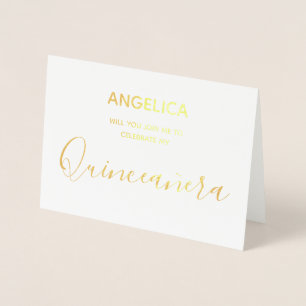 Invitation personnalisée Quinceañera Gold